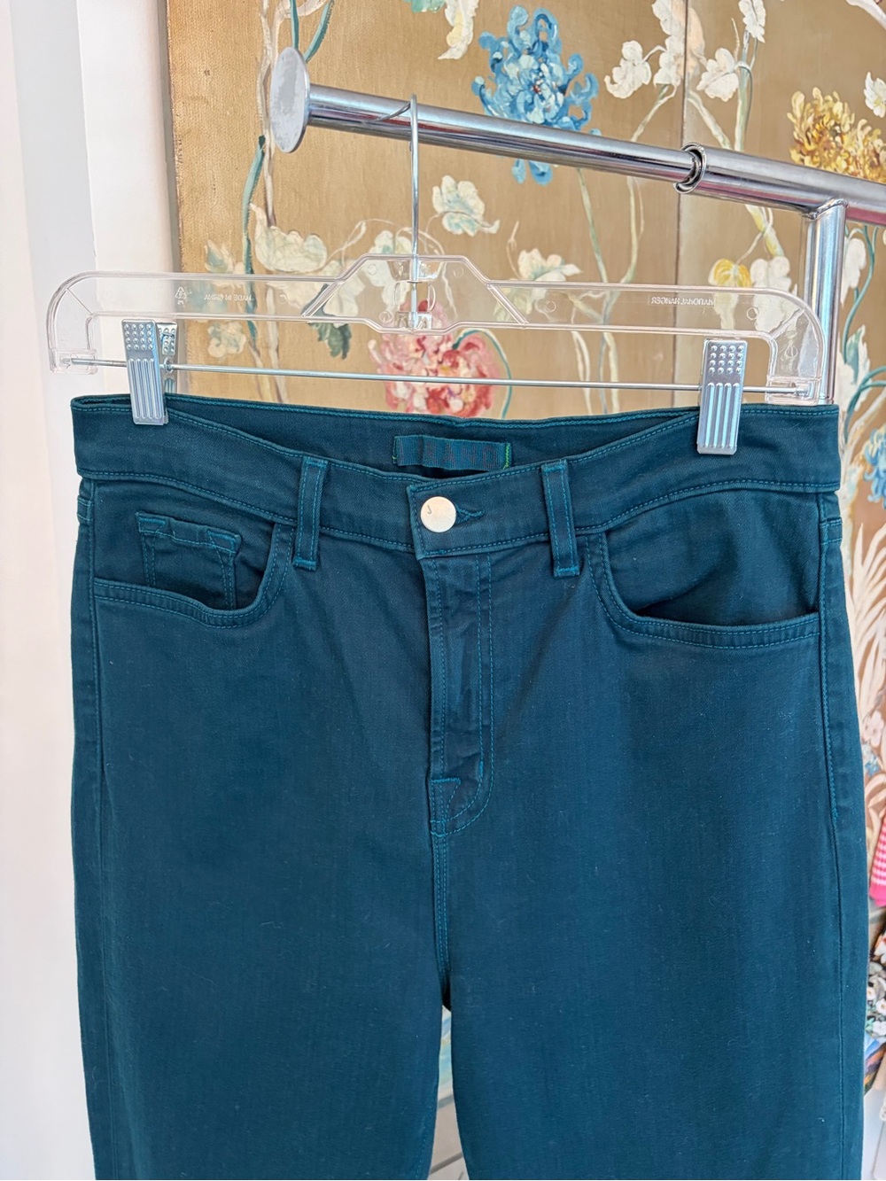 J Brand Teal High-Rise Flare Jeans